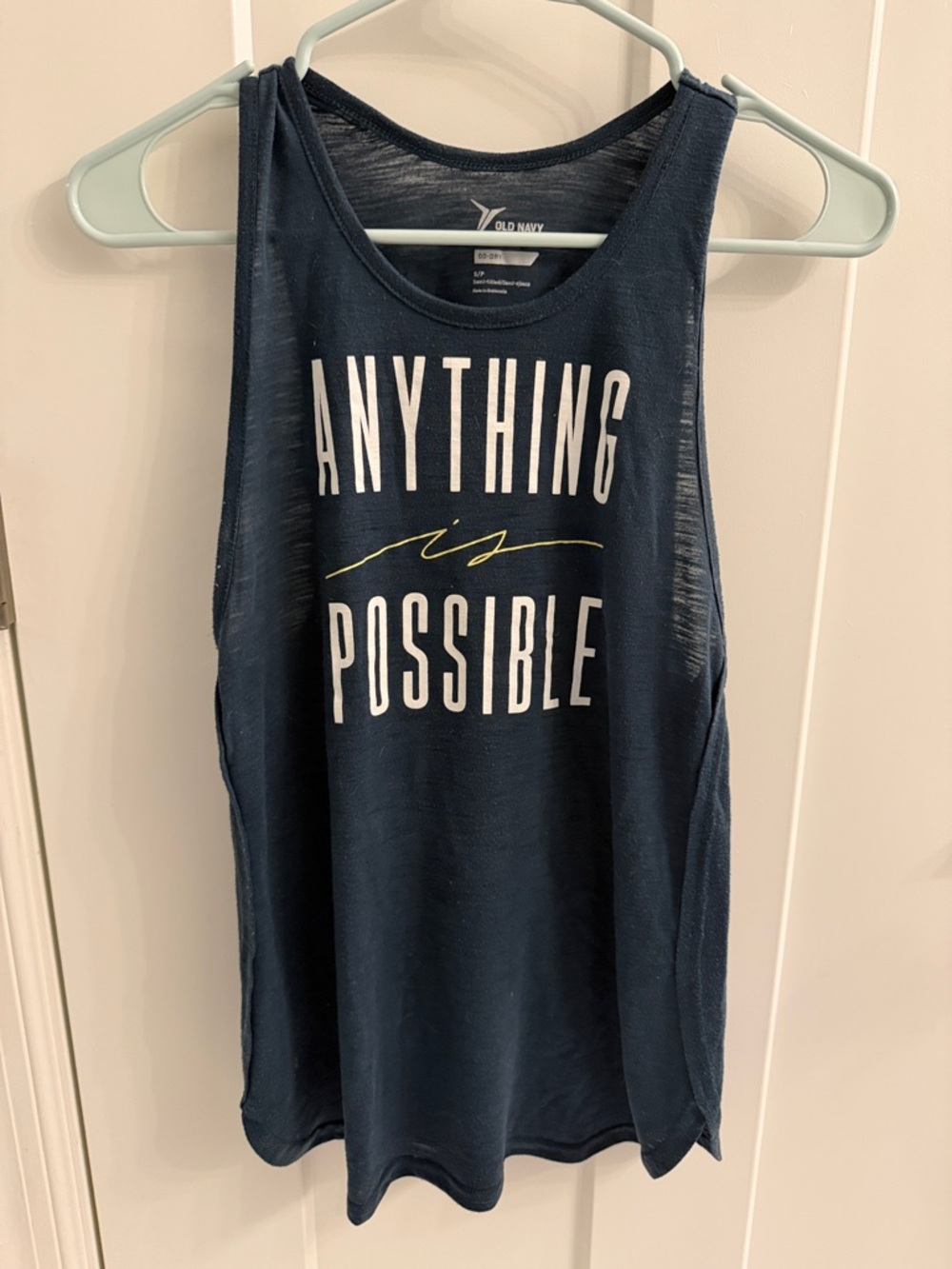Old Navy Navy Blue Graphic Tank Top - "Anything is Possible"